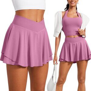 CRZ Yoga NWT Crossover High Waisted Ruffle Layered Athletic Golf Skort Womens XL